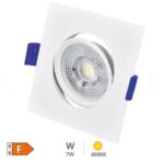 Aro basculante quadrado encastrável LED Cumbo 7W 4000K Branco